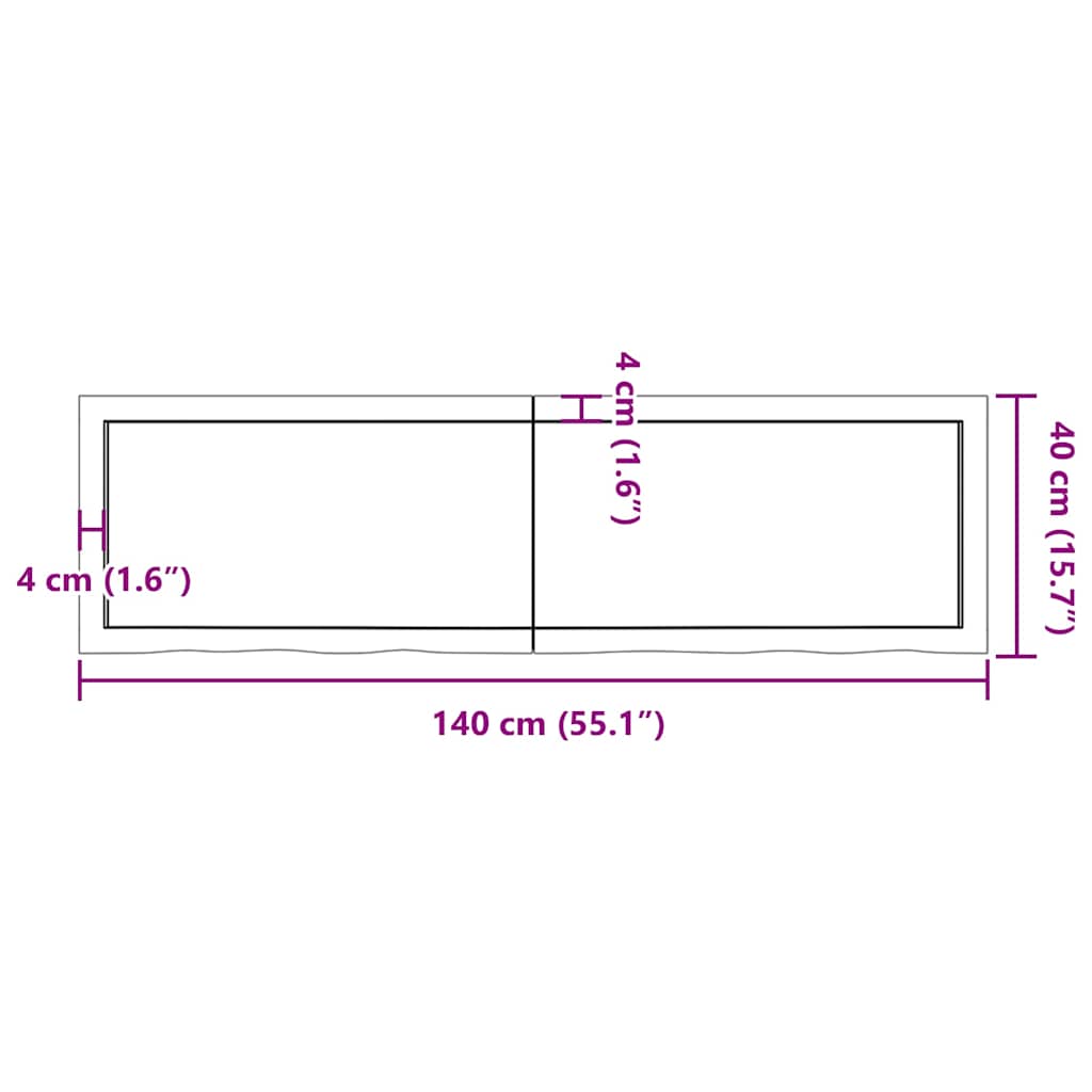 Væghylde 140x40x(2-4) Cm Behandlet Massivt Egetræ Mørkebrun - Billede 10