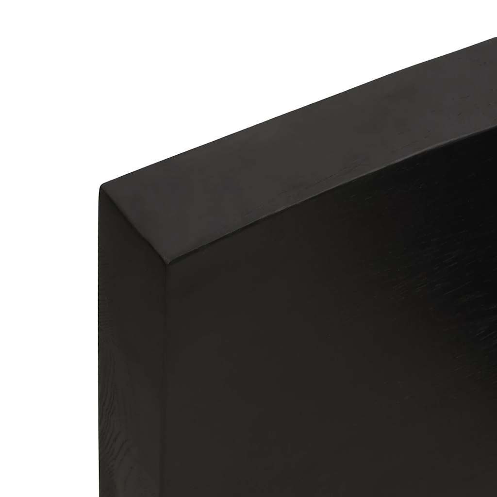 Væghylde 140x40x(2-6) Cm Behandlet Massivt Egetræ Mørkebrun - Billede 8