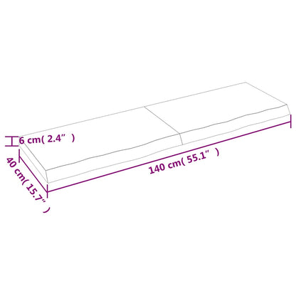 Væghylde 140x40x(2-6) Cm Behandlet Massivt Egetræ Mørkebrun - Billede 9