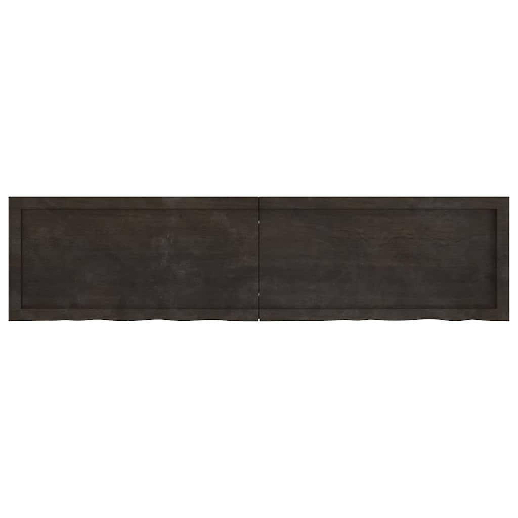 Væghylde 160x40x(2-4) Cm Behandlet Massivt Egetræ Mørkebrun - Billede 2