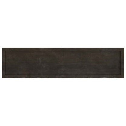 Væghylde 160x40x(2-4) Cm Behandlet Massivt Egetræ Mørkebrun - Billede 2