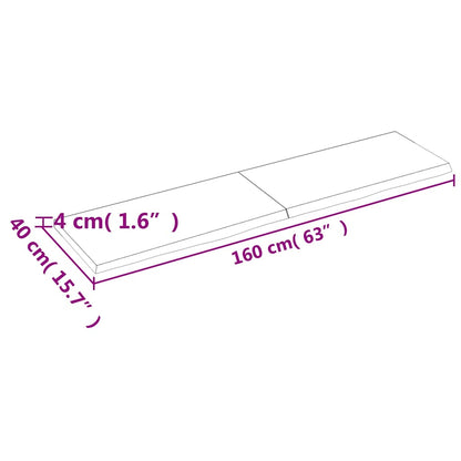 Væghylde 160x40x(2-4) Cm Behandlet Massivt Egetræ Mørkebrun - Billede 9
