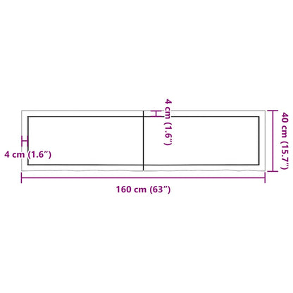 Væghylde 160x40x(2-4) Cm Behandlet Massivt Egetræ Mørkebrun - Billede 10
