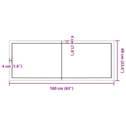 Væghylde 160x60x(2-6) Cm Behandlet Massivt Egetræ Mørkebrun - Billede 10