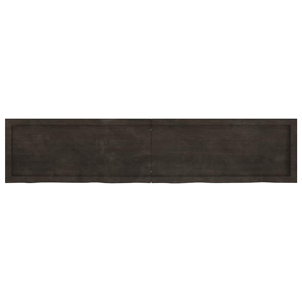 Væghylde 180x40x(2-4) Cm Behandlet Massivt Egetræ Mørkebrun - Billede 2