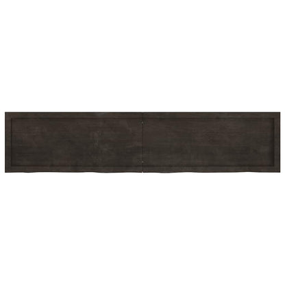 Væghylde 180x40x(2-4) Cm Behandlet Massivt Egetræ Mørkebrun - Billede 2