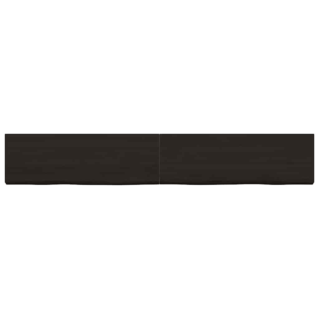 Væghylde 180x40x(2-4) Cm Behandlet Massivt Egetræ Mørkebrun - Billede 3