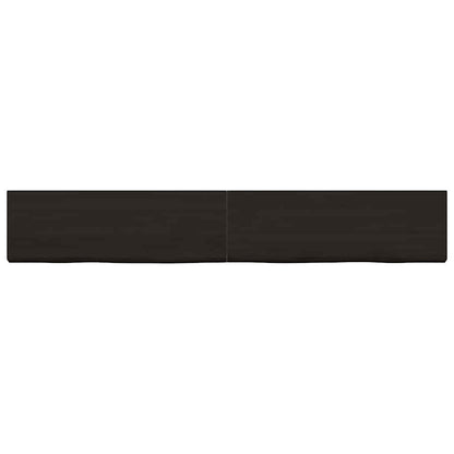 Væghylde 180x40x(2-4) Cm Behandlet Massivt Egetræ Mørkebrun - Billede 3