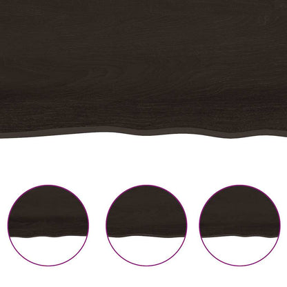 Væghylde 180x40x(2-4) Cm Behandlet Massivt Egetræ Mørkebrun - Billede 6