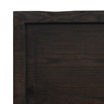 Væghylde 180x40x(2-4) Cm Behandlet Massivt Egetræ Mørkebrun - Billede 7