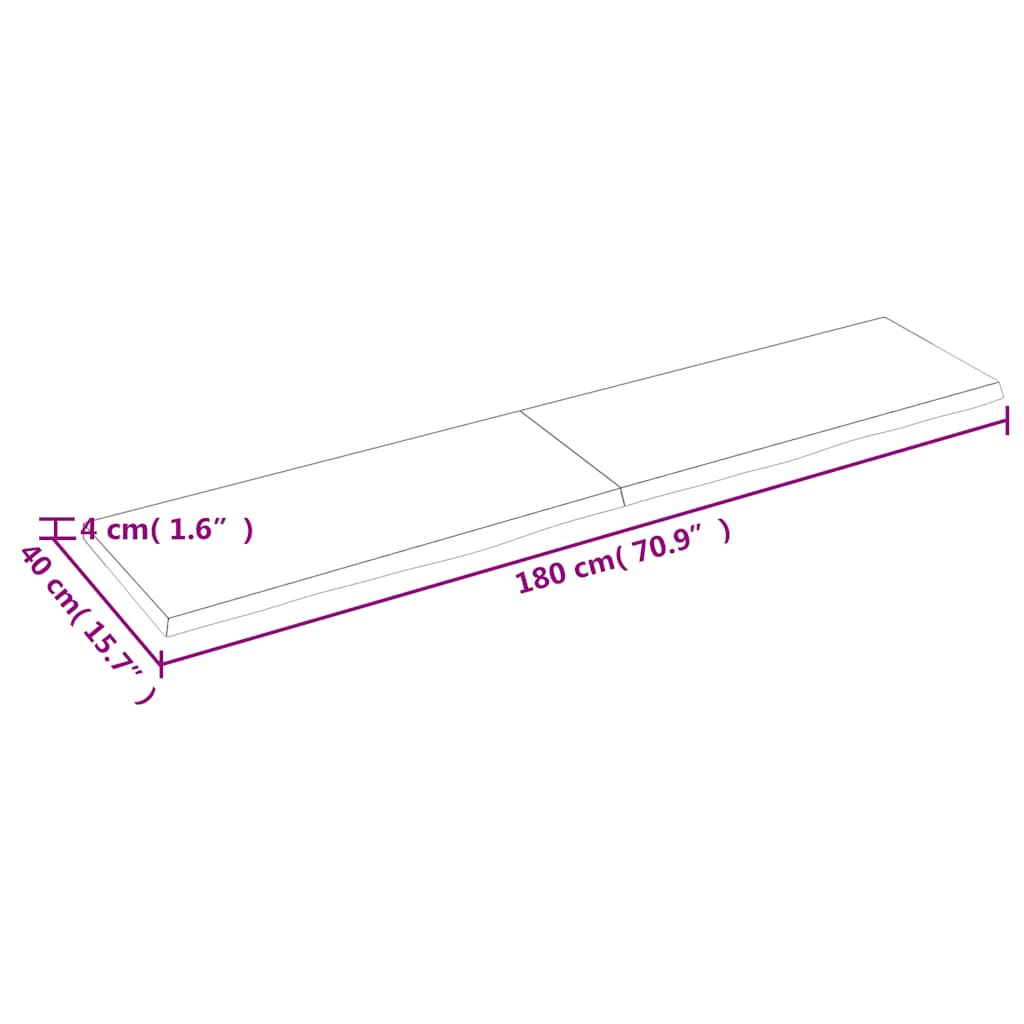 Væghylde 180x40x(2-4) Cm Behandlet Massivt Egetræ Mørkebrun - Billede 9