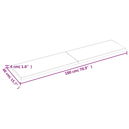Væghylde 180x40x(2-4) Cm Behandlet Massivt Egetræ Mørkebrun - Billede 9