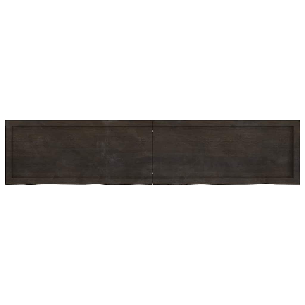 Væghylde 180x40x(2-6) Cm Behandlet Massivt Egetræ Mørkebrun - Billede 2