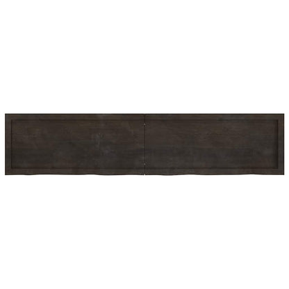 Væghylde 180x40x(2-6) Cm Behandlet Massivt Egetræ Mørkebrun - Billede 2