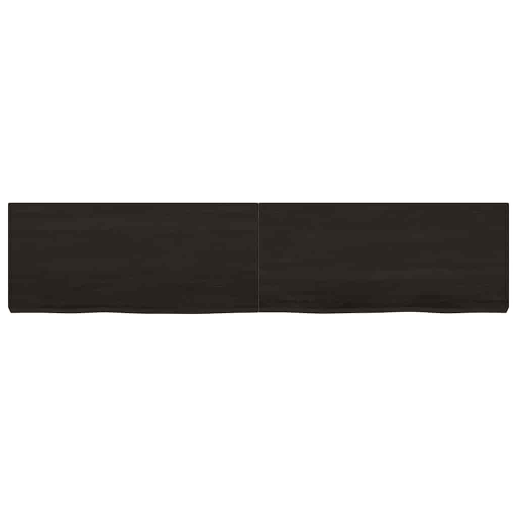 Væghylde 180x40x(2-6) Cm Behandlet Massivt Egetræ Mørkebrun - Billede 3