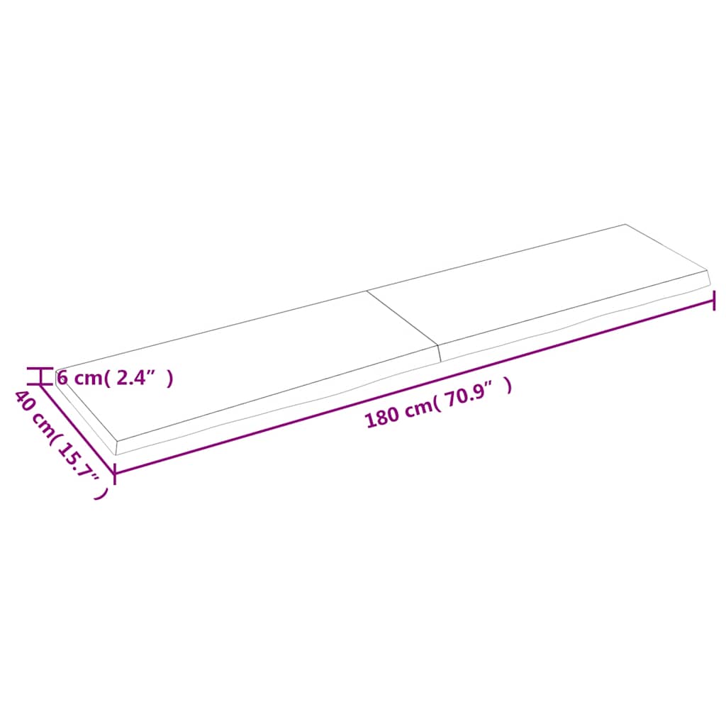 Væghylde 180x40x(2-6) Cm Behandlet Massivt Egetræ Mørkebrun - Billede 9