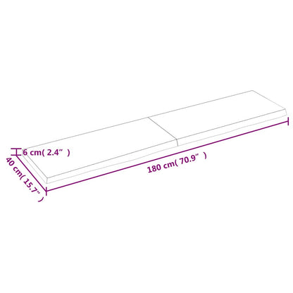 Væghylde 180x40x(2-6) Cm Behandlet Massivt Egetræ Mørkebrun - Billede 9