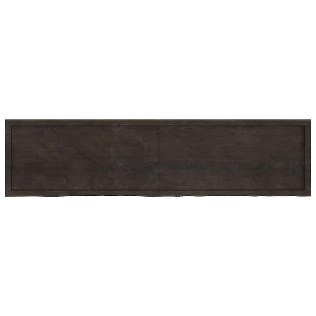 Væghylde 200x50x(2-4) Cm Behandlet Massivt Egetræ Mørkebrun - Billede 2