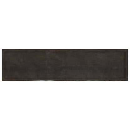 Væghylde 200x50x(2-4) Cm Behandlet Massivt Egetræ Mørkebrun - Billede 2