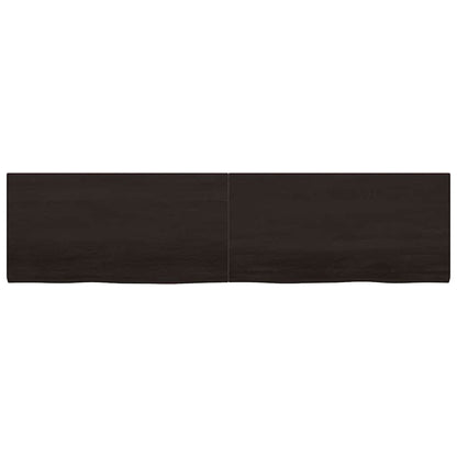 Væghylde 200x50x(2-4) Cm Behandlet Massivt Egetræ Mørkebrun - Billede 3