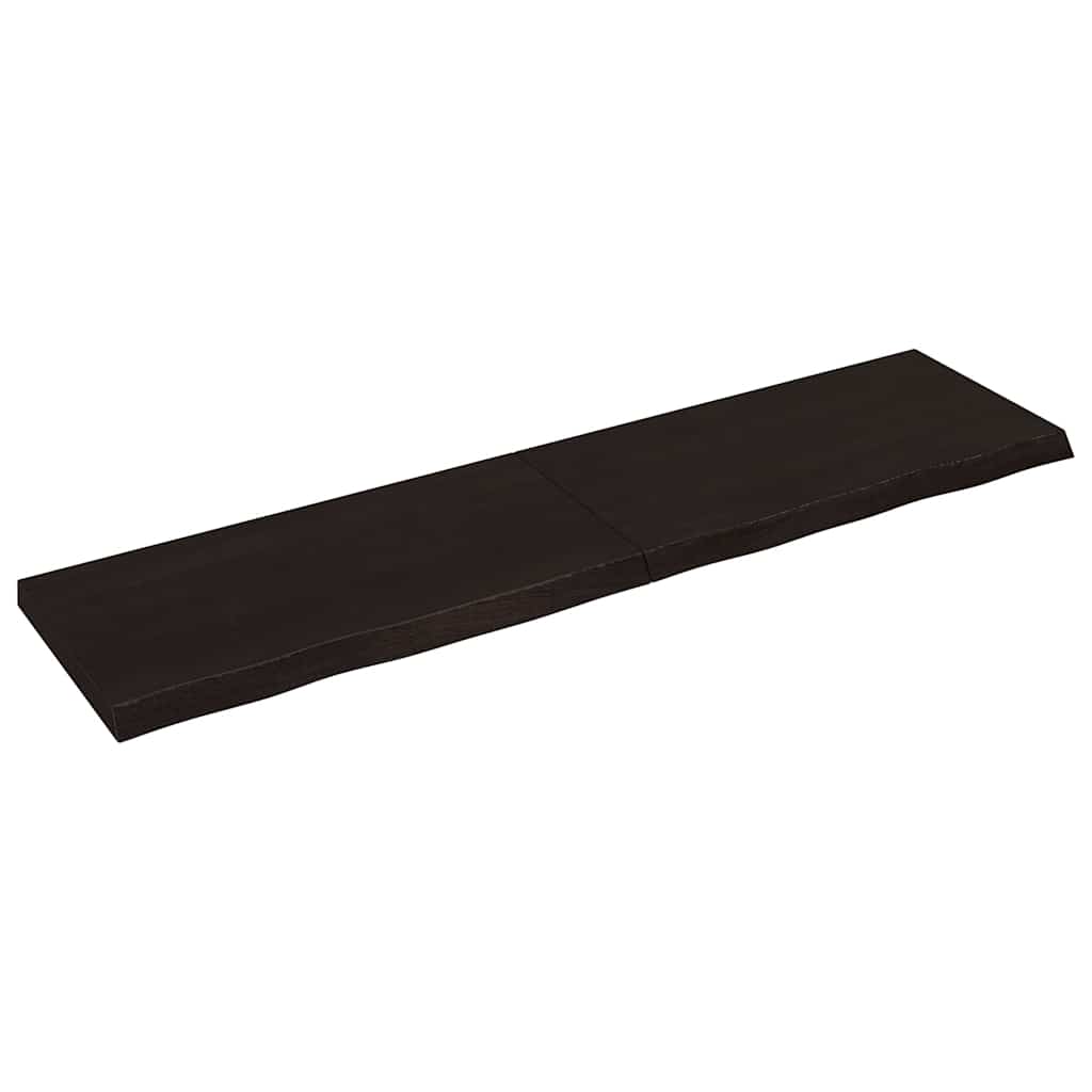 Væghylde 200x50x(2-6) Cm Behandlet Massivt Egetræ Mørkebrun - Hovedbillede