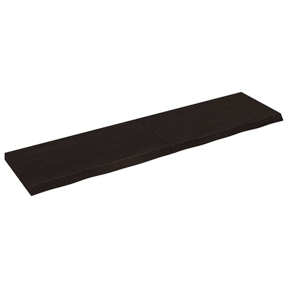 Væghylde 200x50x(2-6) Cm Behandlet Massivt Egetræ Mørkebrun - Hovedbillede