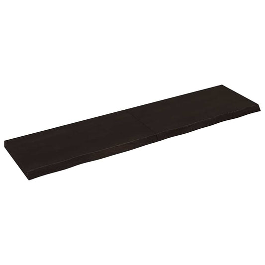 Væghylde 200x50x(2-6) Cm Behandlet Massivt Egetræ Mørkebrun - Hovedbillede