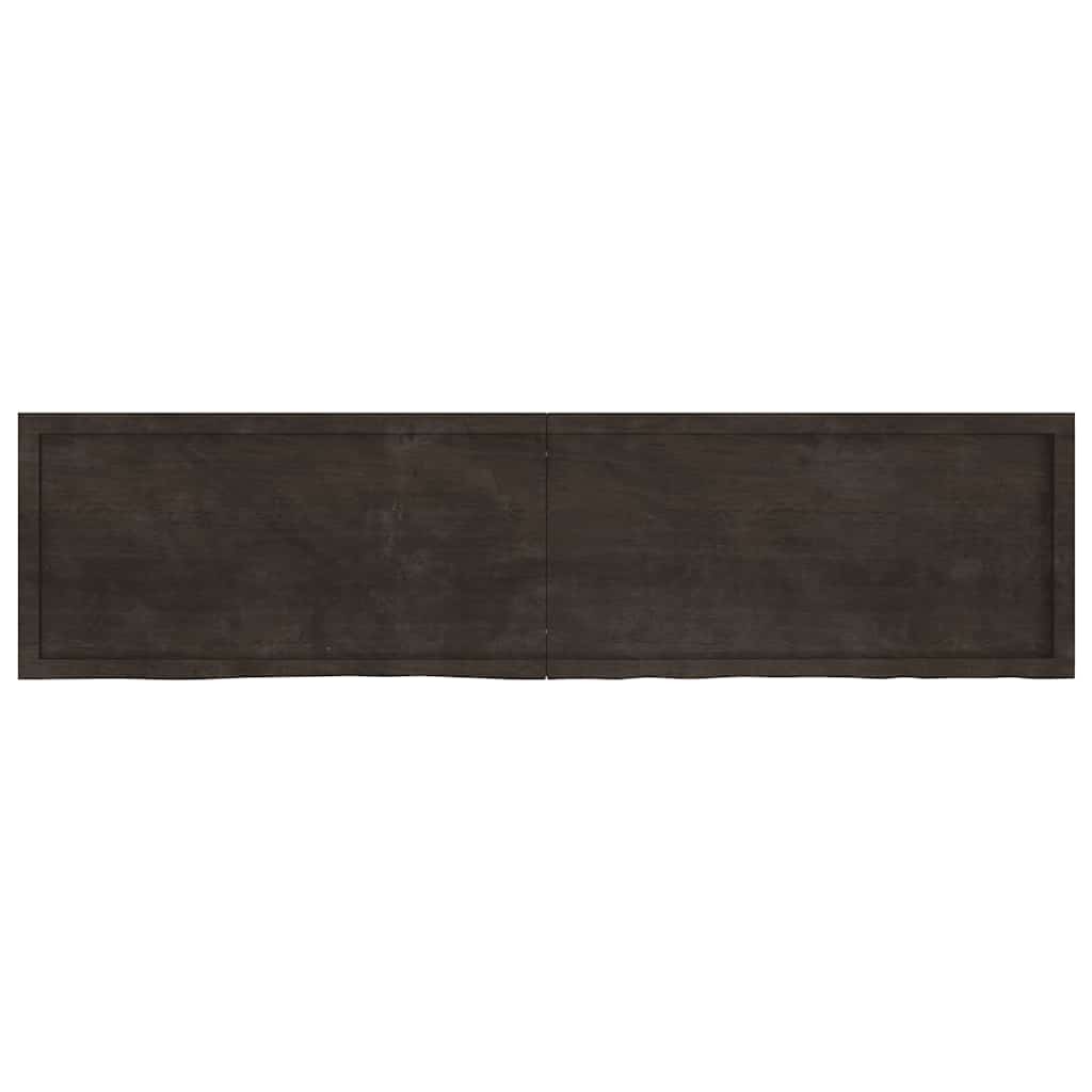 Væghylde 200x50x(2-6) Cm Behandlet Massivt Egetræ Mørkebrun - Billede 2