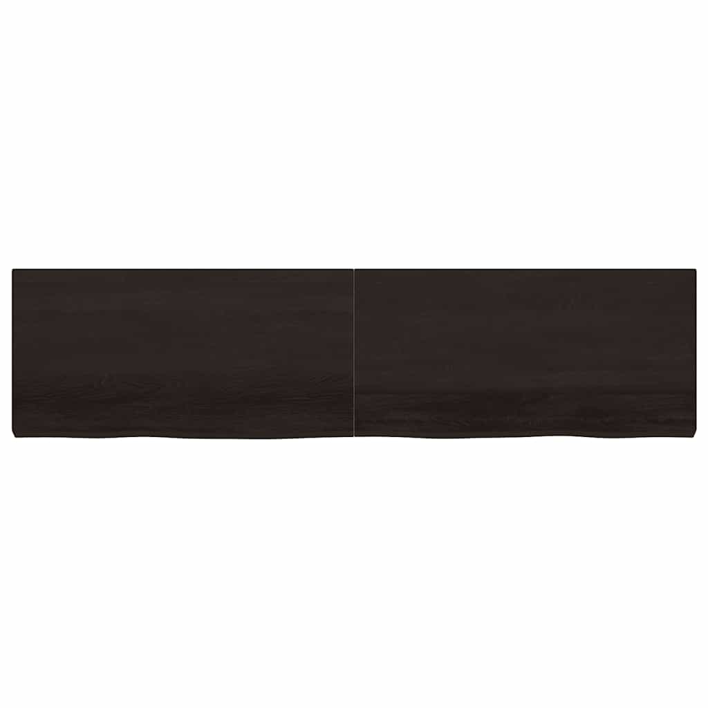 Væghylde 200x50x(2-6) Cm Behandlet Massivt Egetræ Mørkebrun - Billede 3