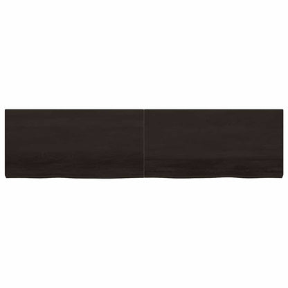 Væghylde 200x50x(2-6) Cm Behandlet Massivt Egetræ Mørkebrun - Billede 3
