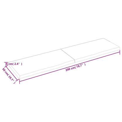 Væghylde 200x50x(2-6) Cm Behandlet Massivt Egetræ Mørkebrun - Billede 9
