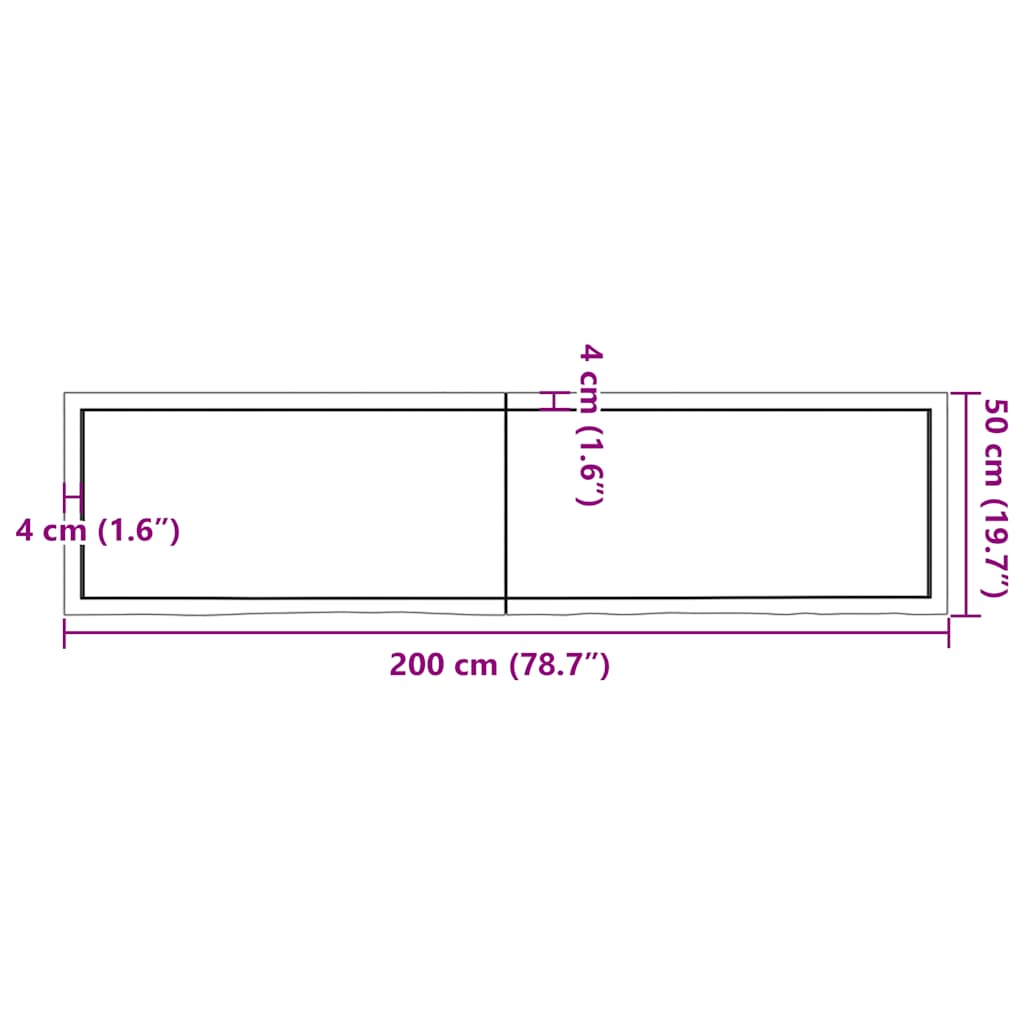 Væghylde 200x50x(2-6) Cm Behandlet Massivt Egetræ Mørkebrun - Billede 10
