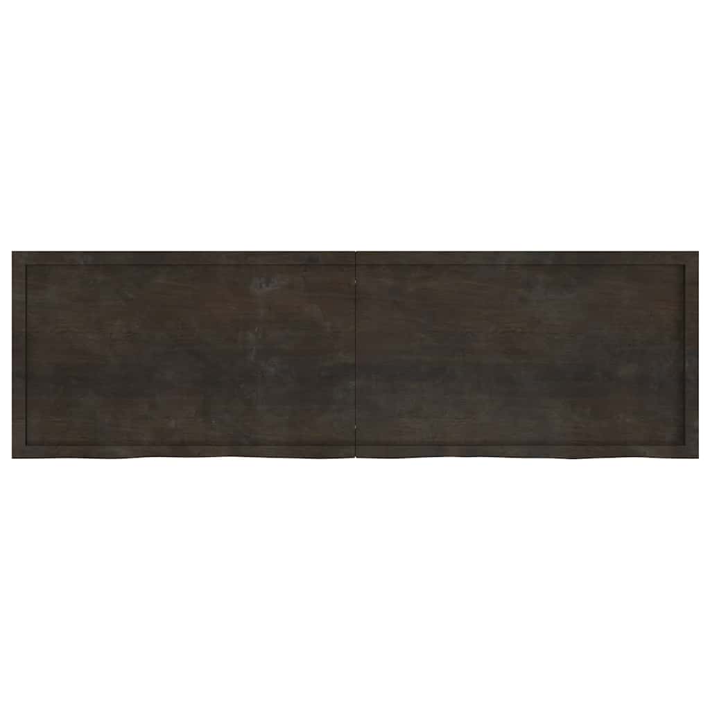 Væghylde 200x60x(2-4) Cm Behandlet Massivt Egetræ Mørkebrun - Billede 2