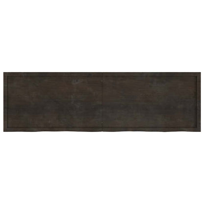 Væghylde 200x60x(2-4) Cm Behandlet Massivt Egetræ Mørkebrun - Billede 2