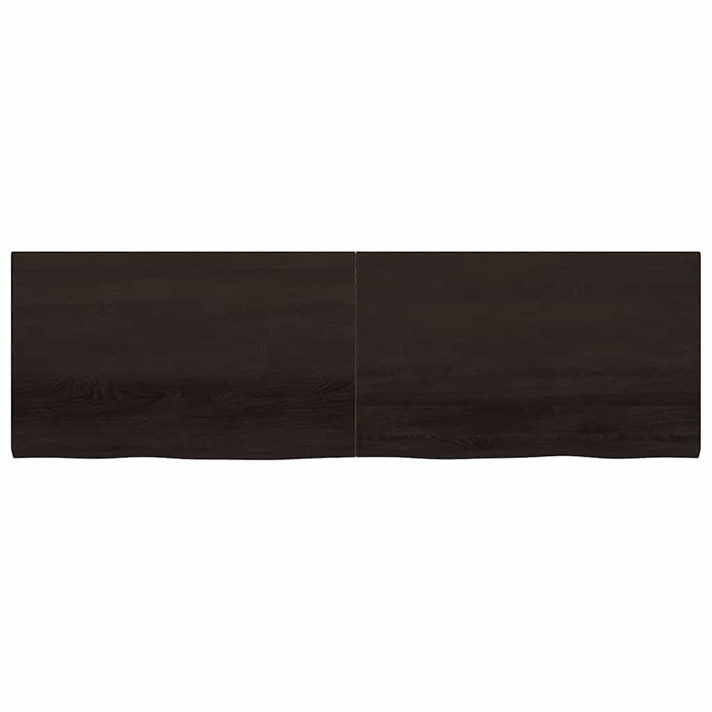 Væghylde 200x60x(2-4) Cm Behandlet Massivt Egetræ Mørkebrun - Billede 3