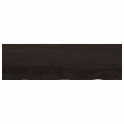 Væghylde 200x60x(2-4) Cm Behandlet Massivt Egetræ Mørkebrun - Billede 3