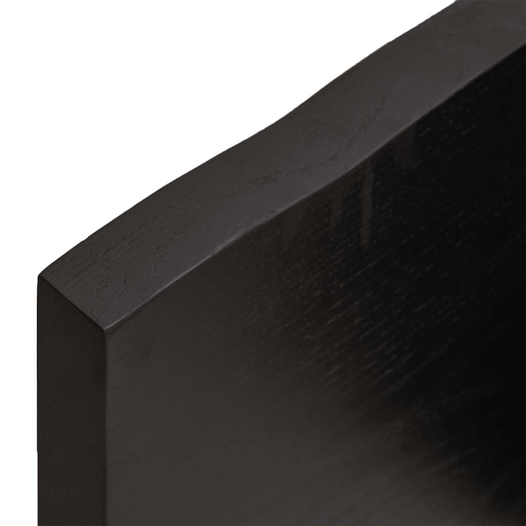 Væghylde 200x60x(2-4) Cm Behandlet Massivt Egetræ Mørkebrun - Billede 8