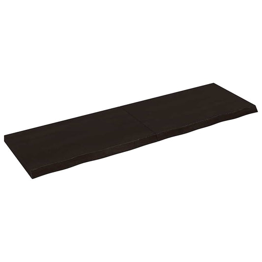Væghylde 200x60x(2-6) Cm Behandlet Massivt Egetræ Mørkebrun - Hovedbillede