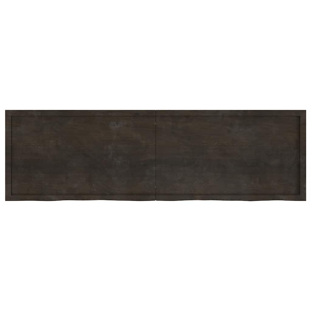 Væghylde 200x60x(2-6) Cm Behandlet Massivt Egetræ Mørkebrun - Billede 2