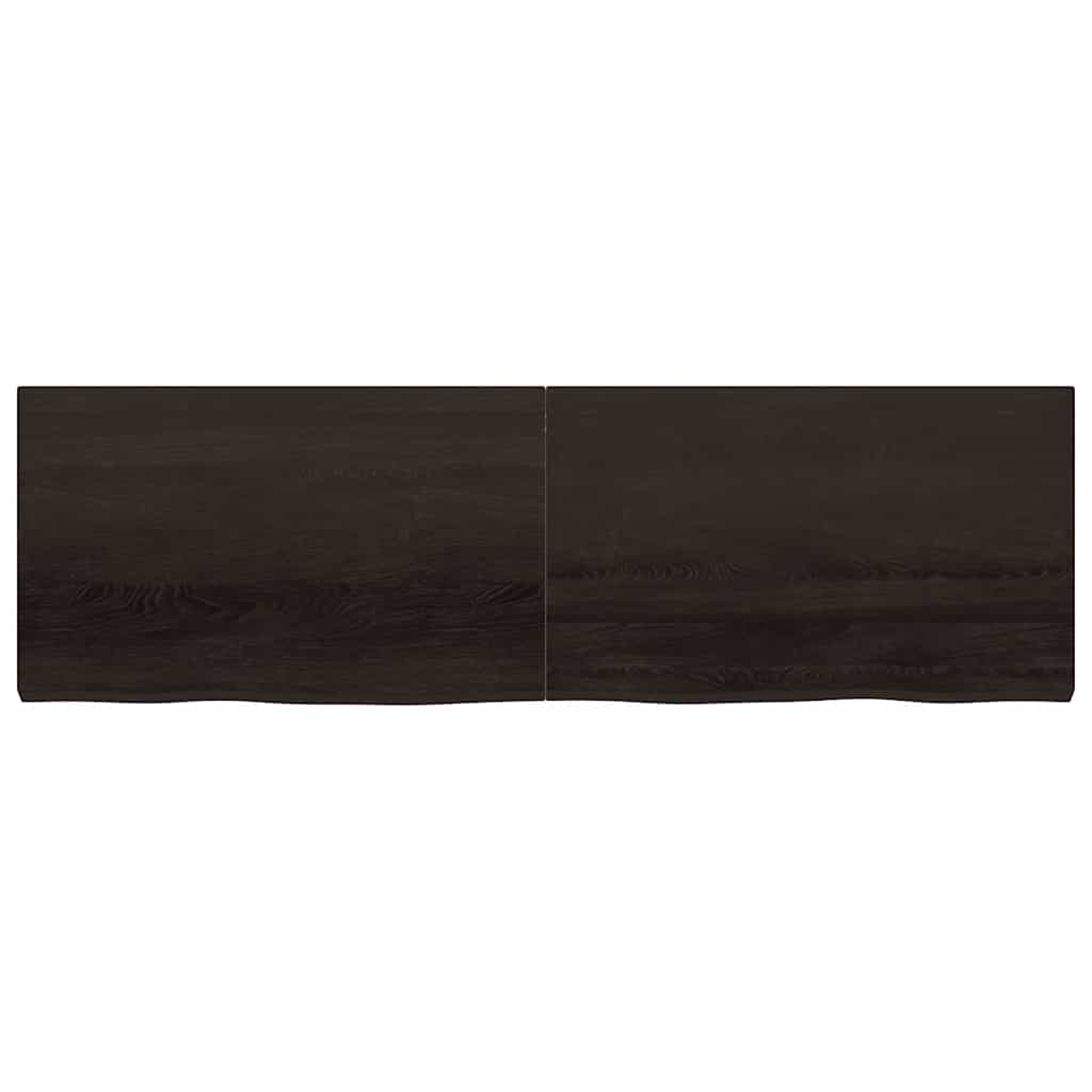Væghylde 200x60x(2-6) Cm Behandlet Massivt Egetræ Mørkebrun - Billede 3