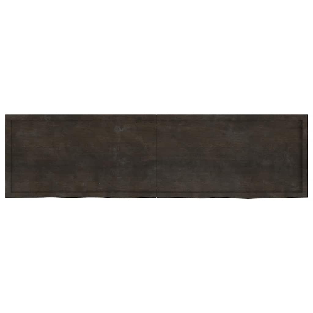 Væghylde 220x60x(2-4) Cm Behandlet Massivt Egetræ Mørkebrun - Billede 2