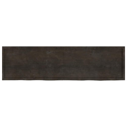 Væghylde 220x60x(2-4) Cm Behandlet Massivt Egetræ Mørkebrun - Billede 2