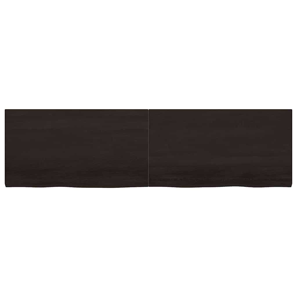 Væghylde 220x60x(2-4) Cm Behandlet Massivt Egetræ Mørkebrun - Billede 3