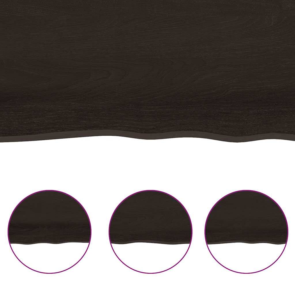 Væghylde 220x60x(2-4) Cm Behandlet Massivt Egetræ Mørkebrun - Billede 6