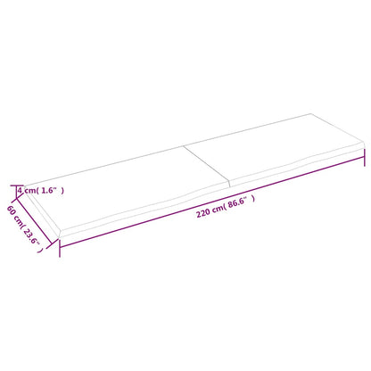 Væghylde 220x60x(2-4) Cm Behandlet Massivt Egetræ Mørkebrun - Billede 9