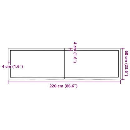 Væghylde 220x60x(2-4) Cm Behandlet Massivt Egetræ Mørkebrun - Billede 10