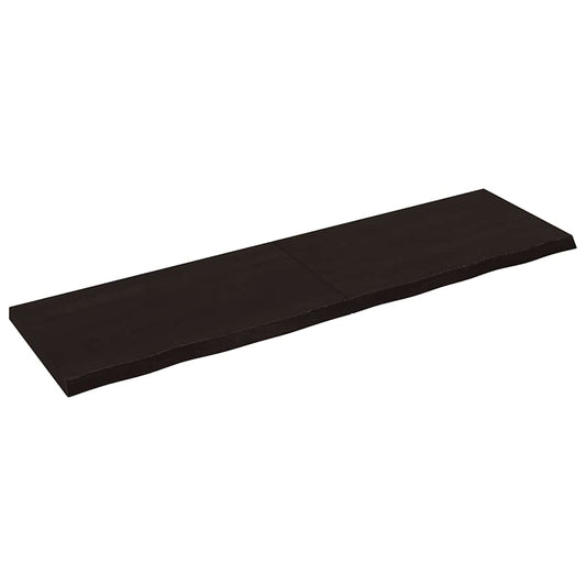 Væghylde 220x60x(2-6) Cm Behandlet Massivt Egetræ Mørkebrun - Hovedbillede