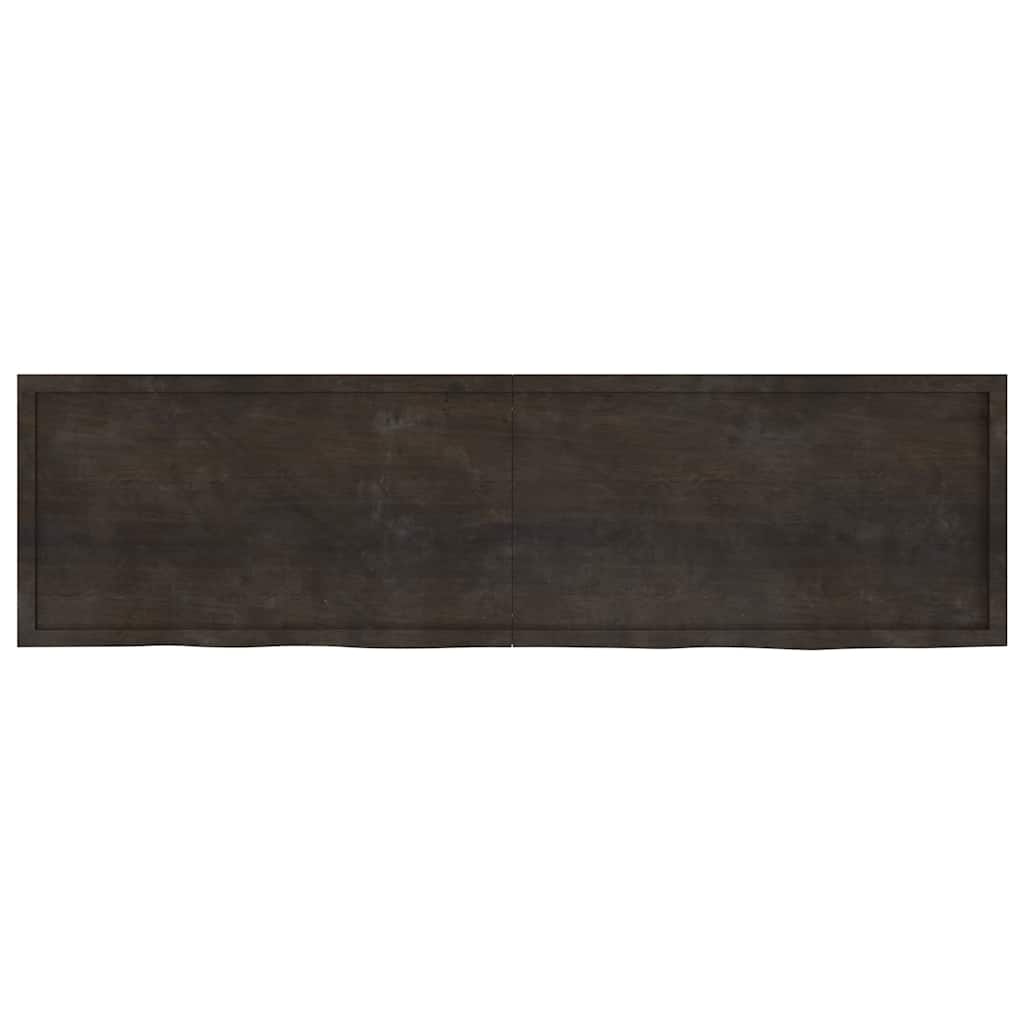 Væghylde 220x60x(2-6) Cm Behandlet Massivt Egetræ Mørkebrun - Billede 2