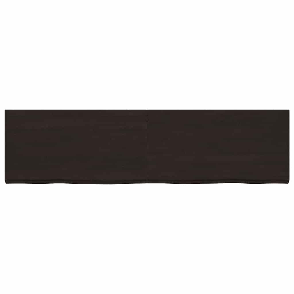 Væghylde 220x60x(2-6) Cm Behandlet Massivt Egetræ Mørkebrun - Billede 3