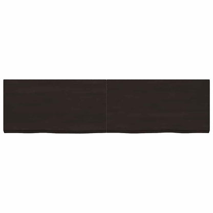 Væghylde 220x60x(2-6) Cm Behandlet Massivt Egetræ Mørkebrun - Billede 3